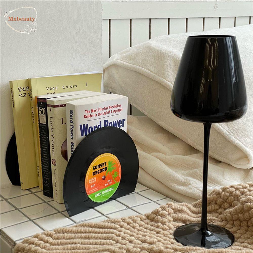 Mxbeauty Vinyl Bookends CD Kreatif LP Berbentuk Non Slip Dekoratif Vintage Book Support