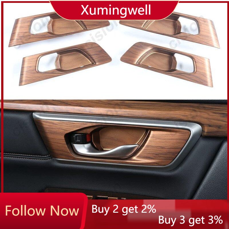 Xuming 4Pcs Cover Gagang Pintu Mobil Motif Serat Karbon Untuk Honda CRV CR-V 2017 2018 2019 2020 2021