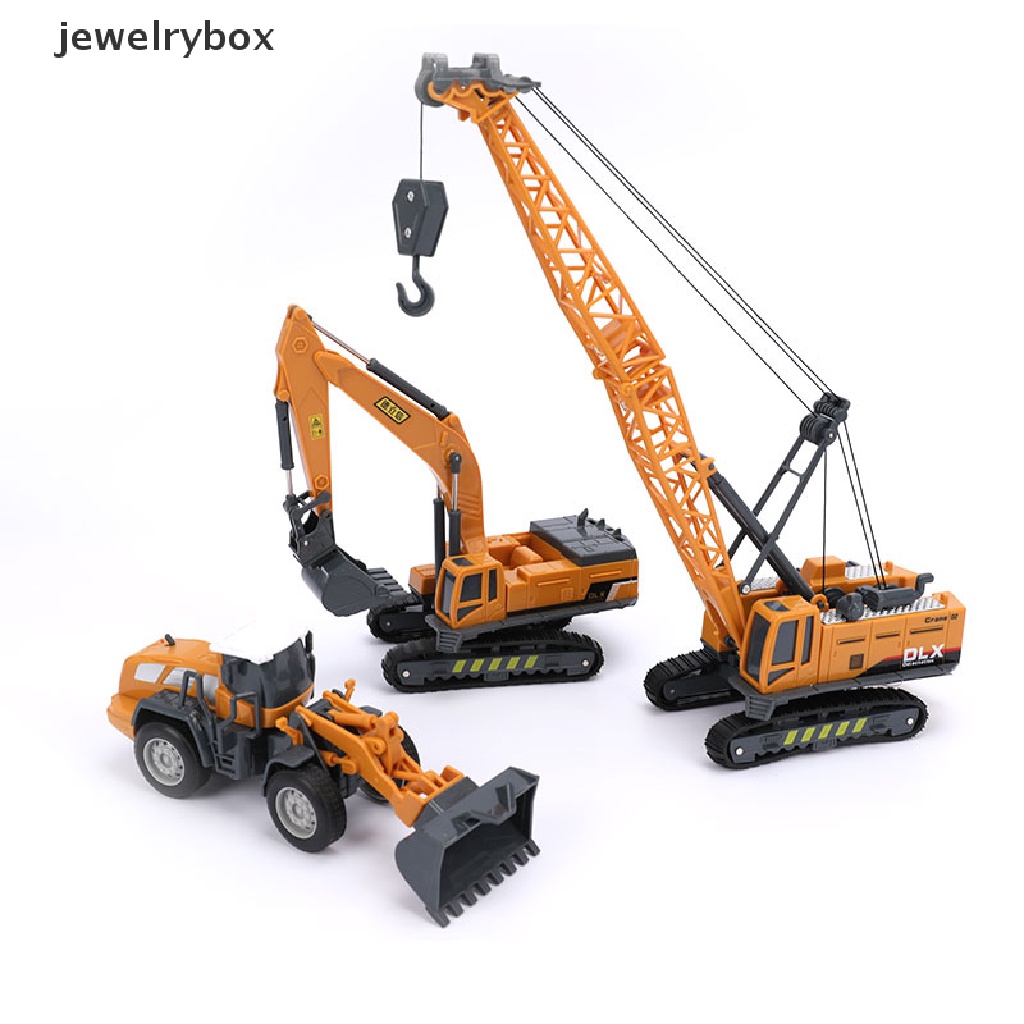 [jewelrybox] Mainan Model Derek, Forklift, Excavator Teknik Alloy Klasik Kendaraan Butik