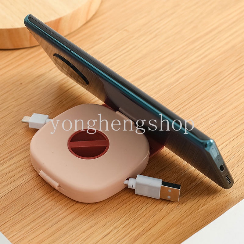 Kreatif Data Line Cable Organizer Rotating Cable Winder Box Travel Portabel Telepon Charging Wire Storage Case Dengan Phone Holder Earphone Cord Storage