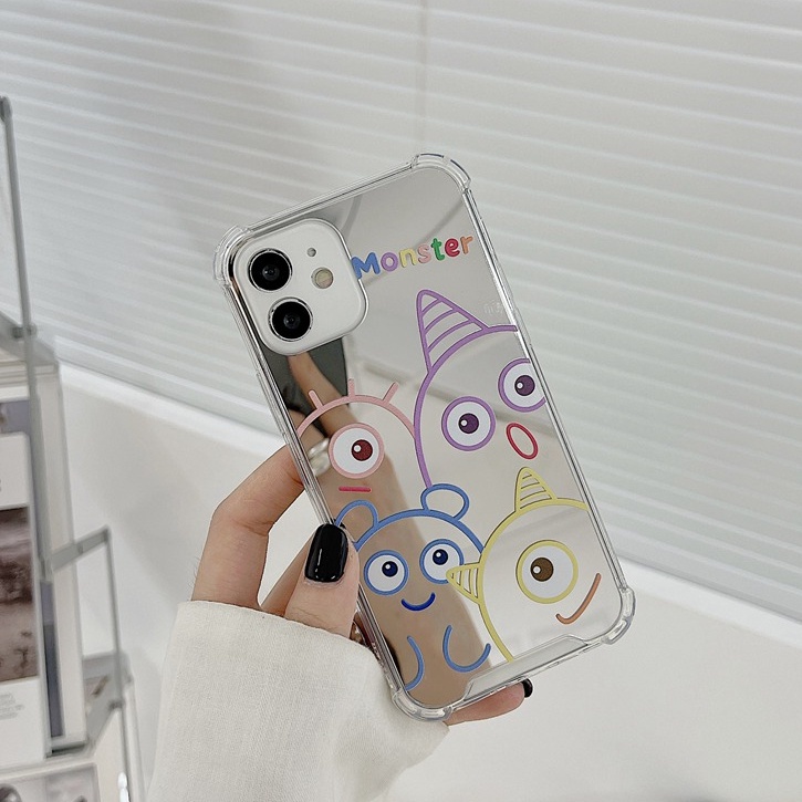[Anti Jatuh Cermin] Pretty Makeup Silikon Soft Case IPhone 6S 7 8 Plus X XR XS Max IPhone 11 12 13 14 Pro Max 14 Plus 7+8+12 13 mini Wanita Gadis Kartun Lucu Monster