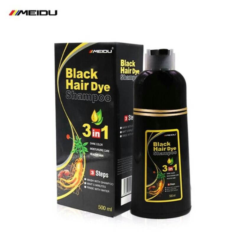 (MEIDU 500ml) HAIR DYE SHAMPOO/SHAMPOO 3IN1/ SHAMPOO UBAN/SHAMPOO WARNA HITAM MEREK MEIDU /BLACK SHAMPOO HERBAL/SHAMPOO MEIDU