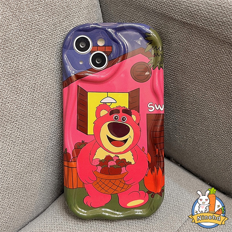 IPHONE Casing Kompatibel Untuk Iphone14 13 12 11 Pro Max X Xr Xs Max8 7 6 6s Plus SE 2020 Imut Strawberry Bear Kartun Ponsel Case Bumper Shockproof Silikon Soft Case Cover Pelindung