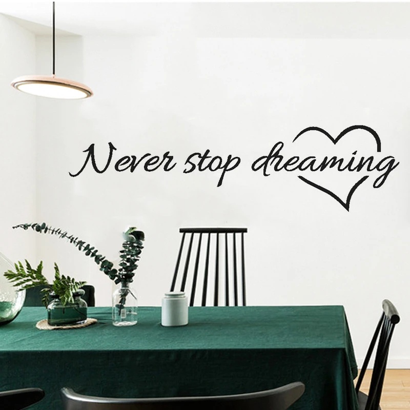 Diy Never Stop Dreaming Quotes Inspirasi Stiker Dinding Rumah Decals Mural Modern Art Kamar Tidur Hias Perusahaan Ruang Tamu Wallpaper Dinding