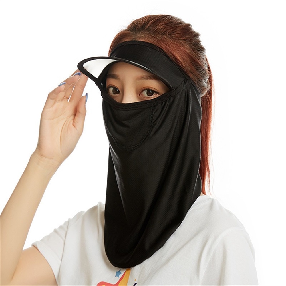 Topi Kerai Wanita Musim Panas Outdoor Tabir Surya Es Sutra Bernapas Bersepeda Topi Dengan Masker