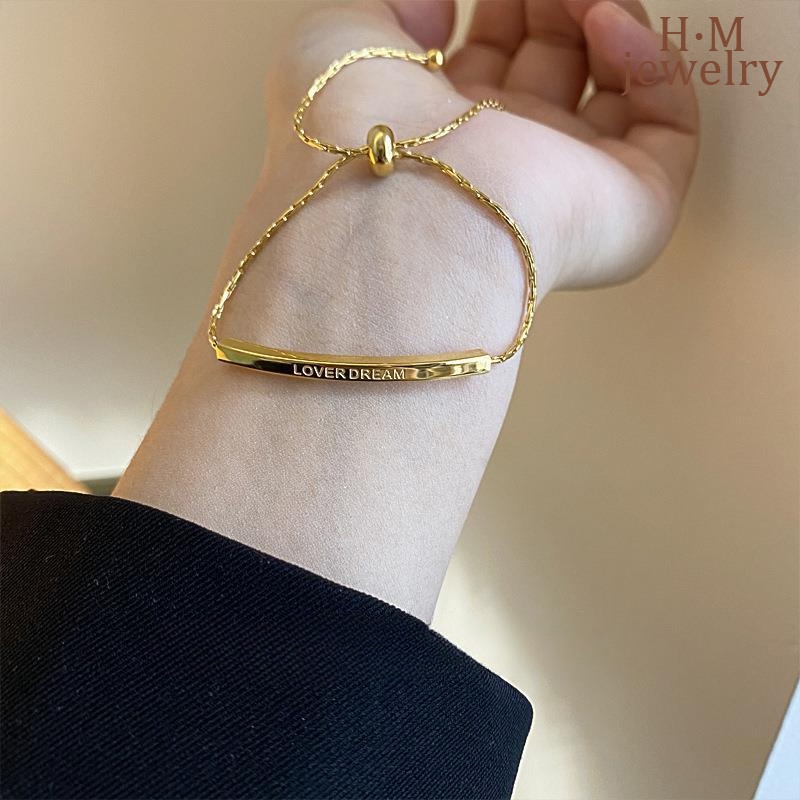 Gelang Emas Asli Huruf Kekasih Dream Pull Bracelet Indah Dapat Disesuaikan