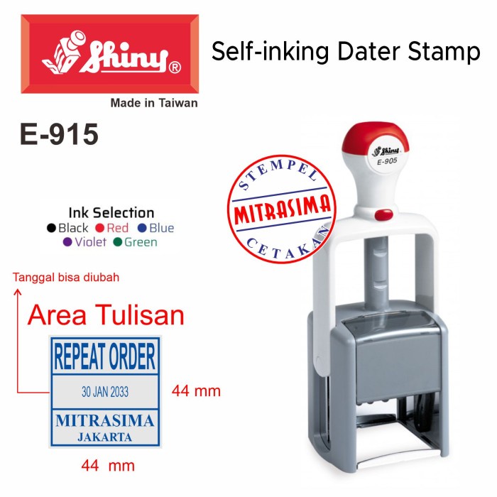 

Stempel Shiny E-915 ( Shiny Essential bujursangkar dgn tanggal E915 )