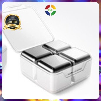 Es Batu Instant Anti Cair Reusable Stainless Steel Ice Cub 4 Pcs No Color
