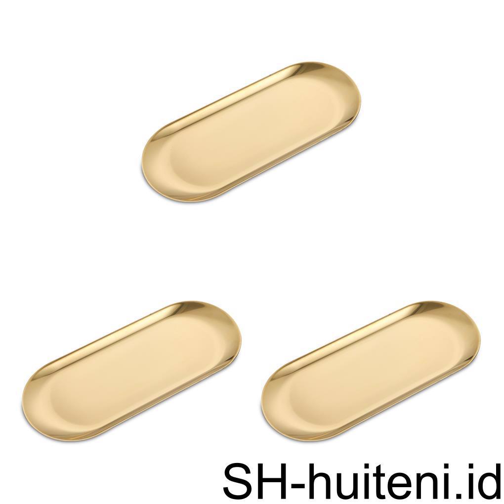 1per2 /3 Piring Makan Buah Snack Steak Roti Dessert Tray Stainless Steel Dish Ring Kalung Gelang Pesta Tahan Karat