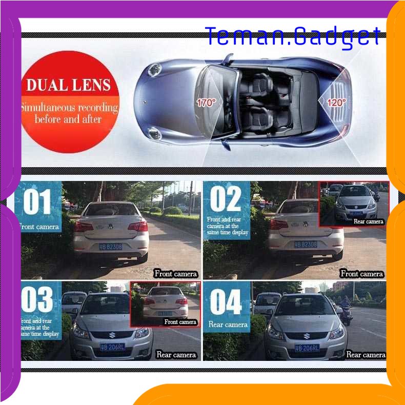 TG - OTO Kaca Spion DVR Dual Kamera Dashcam 1080P 4.3 Inch Display - YX598