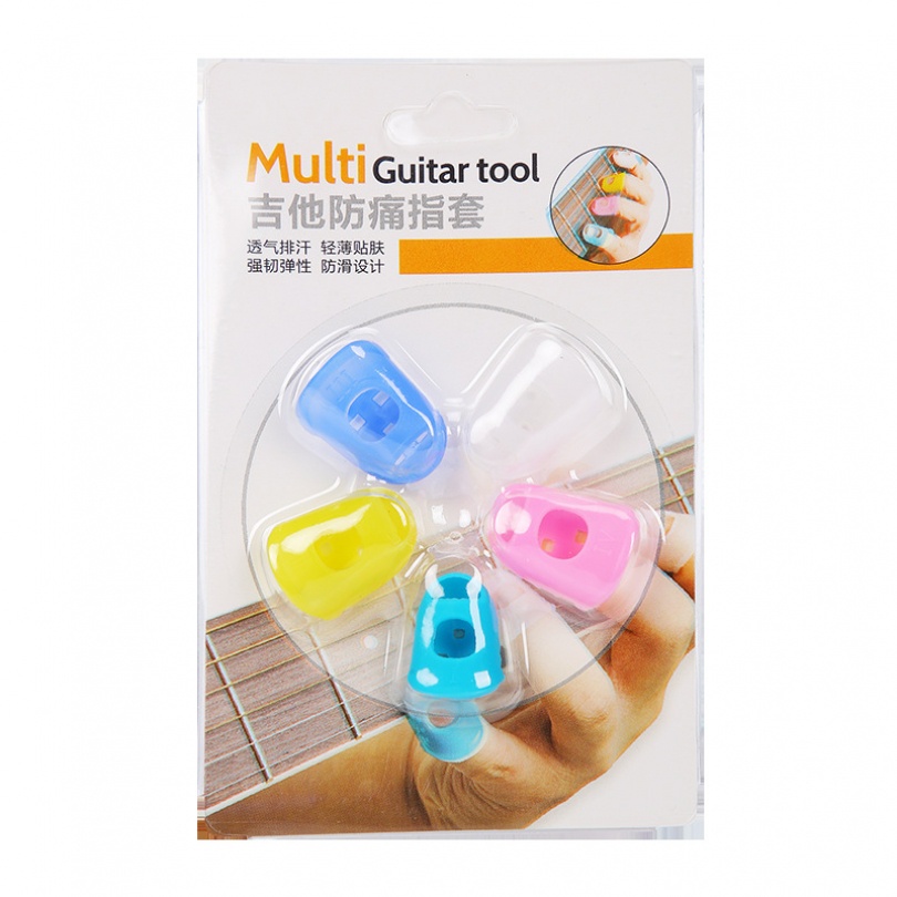 5pcs/lot Pressed String Finger Protect Silikon Menebal Universal Guitar Pick Penutup Ujung Jari Untuk Gitar/Bass/Ukulele