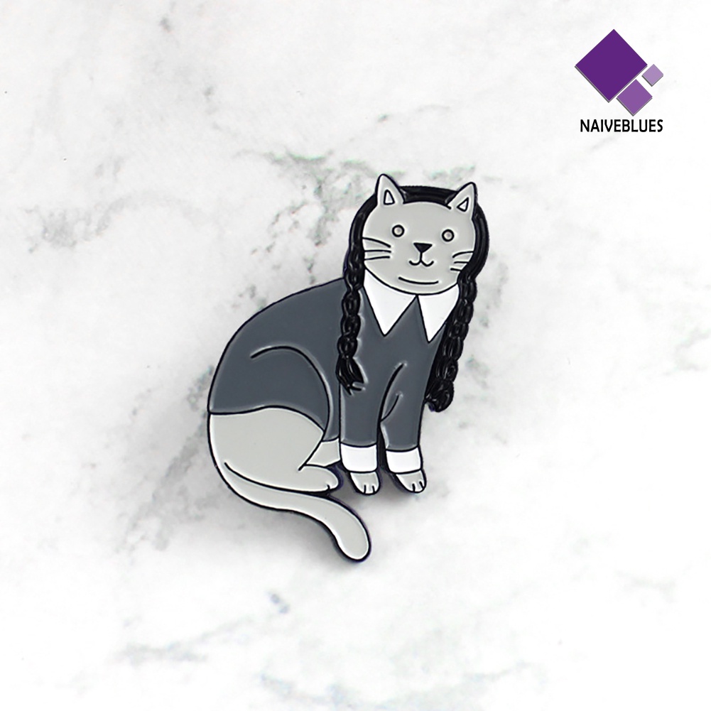 &lt; Naiveblues &gt; Pin Bros Enamel Kucing Kepang Lucu Pakaian Tas Ransel Perhiasan