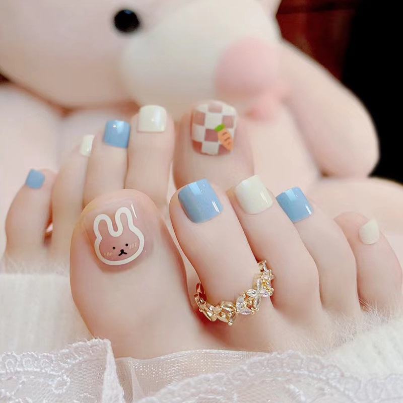 Cute Rabbit Carrot Fake Nails Kaki Kuku Palsu F078