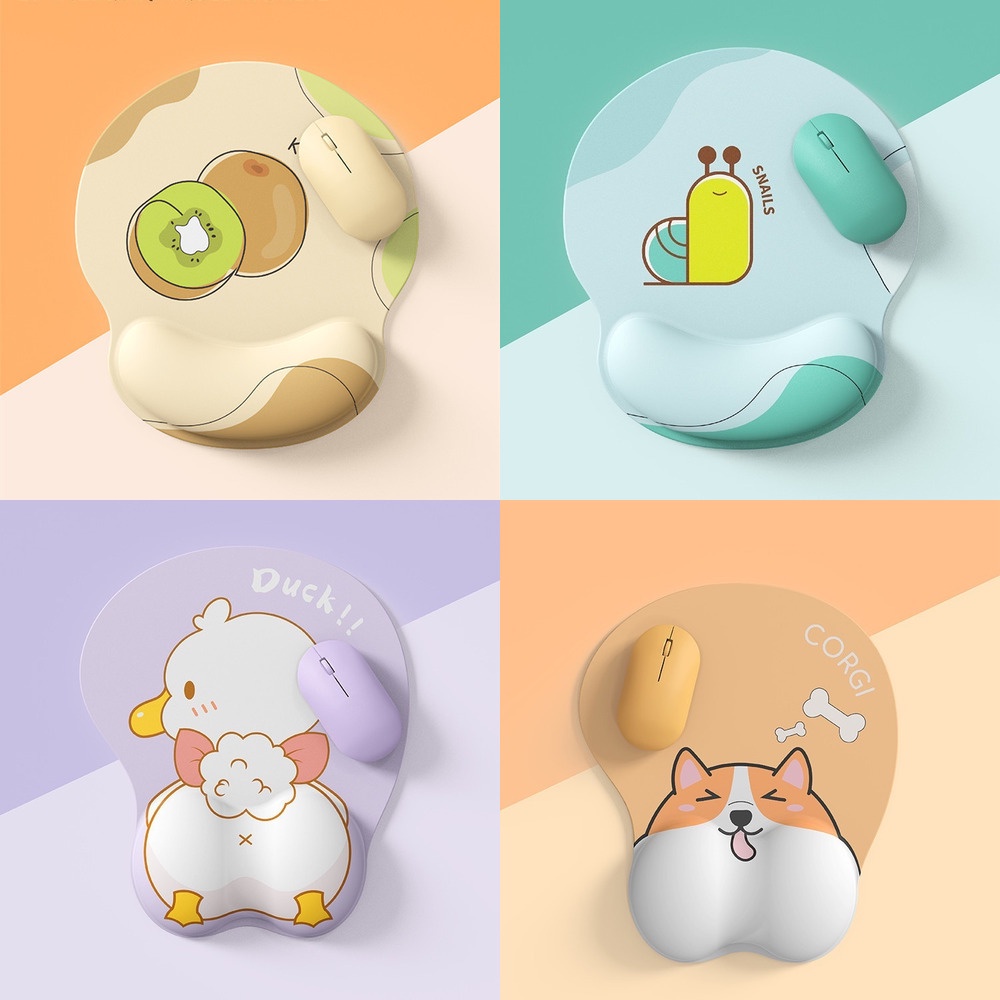 Cute Kiwi Mouse Pad Corgi Mouse Pad Bebek Alas Tikus Tupai Mouse Pad Resin Karet Non-slip Mouse Pad Pergelangan Tangan Gaming Mouse Pad