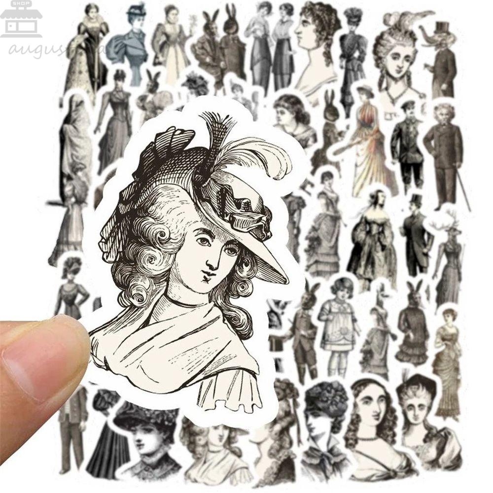 Augustina European Ladies Sticker Tahan Air Multi Use Laptop Untuk Mobil Gitar Usia Tengah Skateboard Vintage Poster Eropa