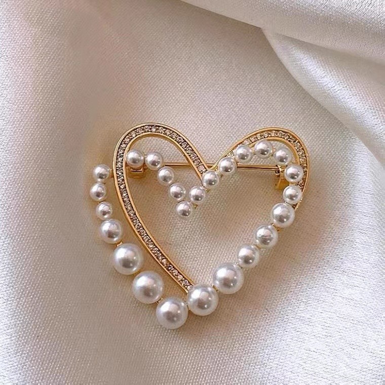 Mutiara Jantung Bros High-End Korsase Anti-Silau Pin Fashion Paduan Bros