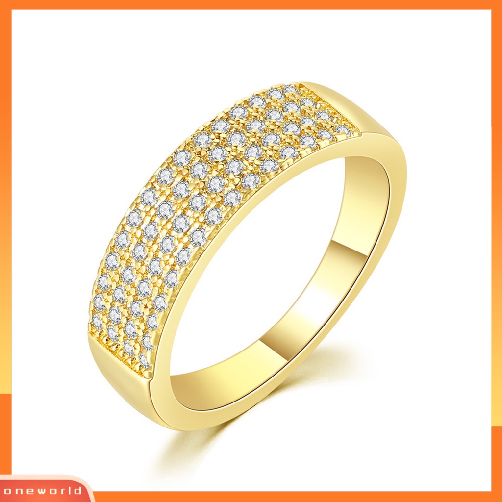 [EONE] Wanita Cincin High-end Stainless Indah Anti Karat Kokoh Tidak Luntur Berlian Imitasi Mengkilap Permukaan Halus Colorfast Lady Finger Ring Gift