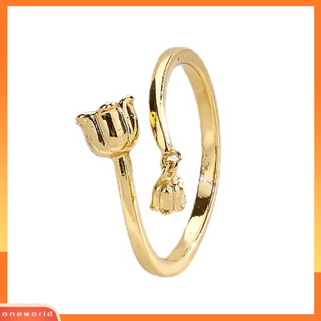 [EONE] Finger Band Ukuran Bebas Retro Temperamen Electroplating Polishing Dress Up Tembaga Wanita Bunga Terbuka Cincin Perhiasan Aksesori