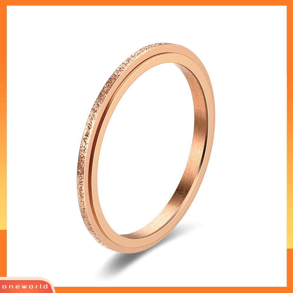 [EONE] Wanita Cincin 2mm Slim Frosted Rotatable Dipoles Stress Relief Stainless Steel Gaya Sederhana Jari Cincin Perhiasan Fashion