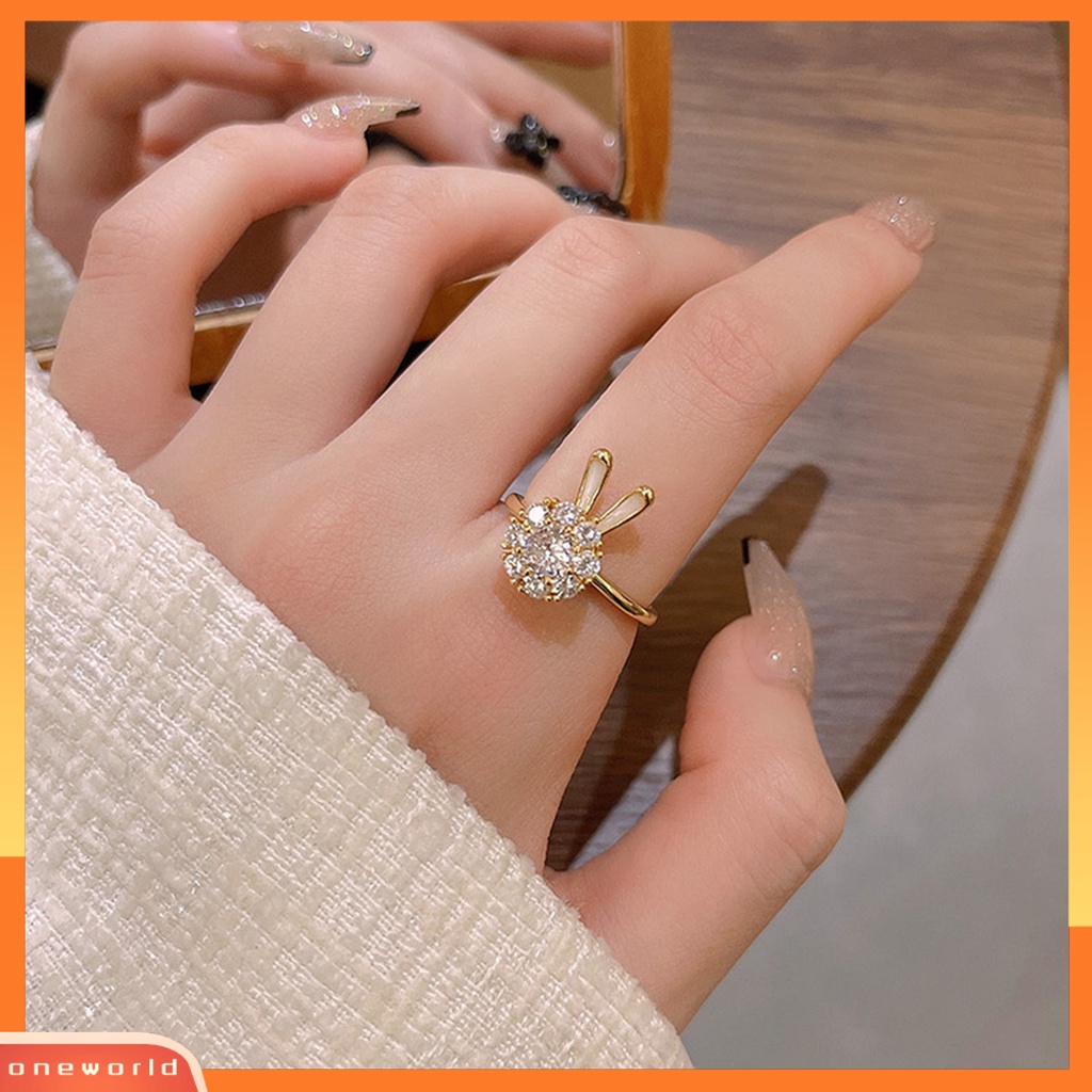 [EONE] Knuckle Ring Electroplating Cubic Zirconia Geometris Adjustable High Gloss Dress Up Hypoallergenic Halus Kelinci Pesona Terbuka Cincin Wanita Perhiasan