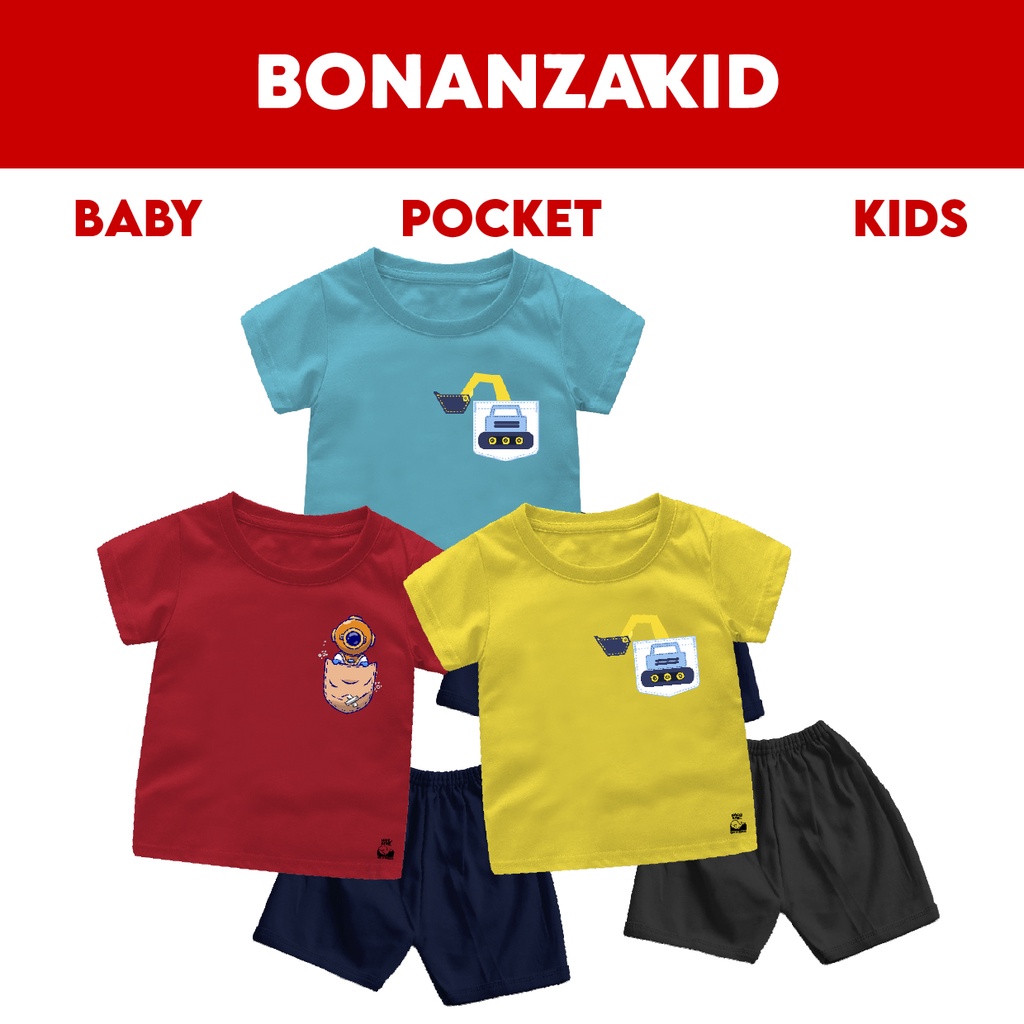 Setelan Bayi &amp; Anak Pocket Series DivingInPocket Usia 6 Bulan-8 Tahun Bahan Katun Combed 30s