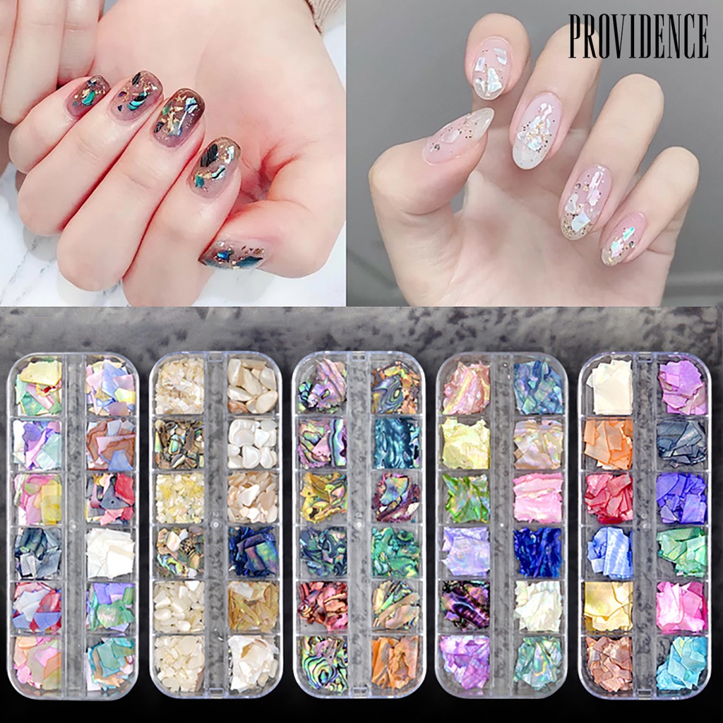 Providence 1kotak Dekorasi Kuku Warna Vibrant Bentuk Tidak Teratur Shell Menarik Fragment Nail Decor DIY Hiasan Kuku Palsu Perlengkapan Kuku