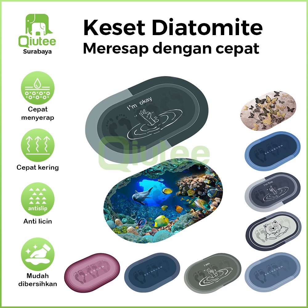 [𝐓𝐄𝐑𝐁𝐀𝐑𝐔 𝐁𝐈𝐒𝐀 𝐂𝐎𝐃] Keset Kaki /Menyerap Air Anti Slip / Anti Bau / Anti Bakteri / Keset Diatomite Bundar / Keset Kamar Mandi