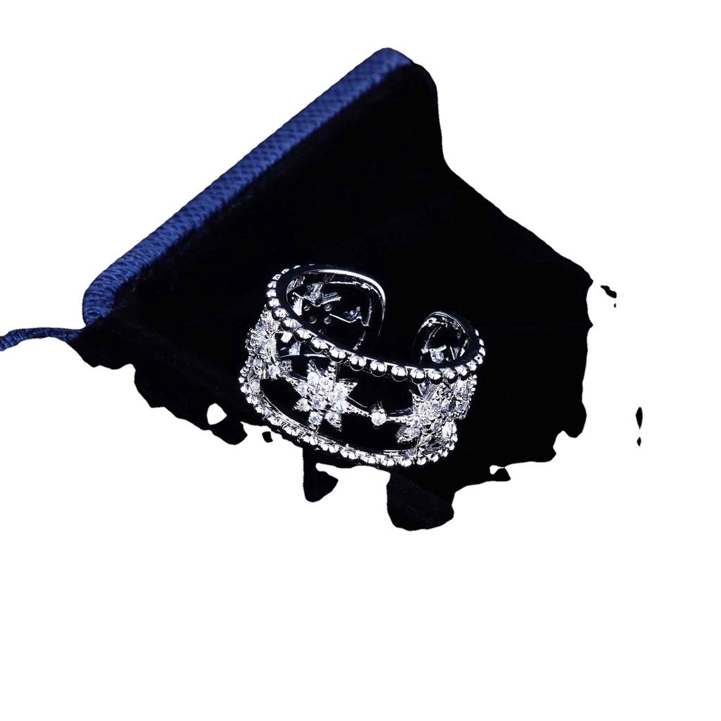 Goldkingdom Aksesoris Perhiasan Fashion Ready Stock Eight-star Adjustable Bead-Bermata Vintage Micro Bertatahkan Berlian Potongan Cincin Wanita