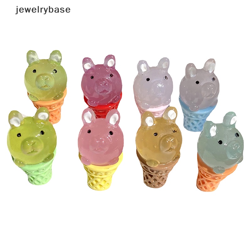 [jewelrybase] 2pcs Kawaii Bercahaya Es Krim Kelinci Ornamen Kartun Bunny Doll Dekorasi Butik