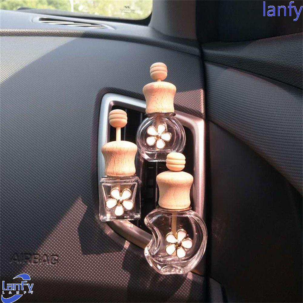 Lanfy Botol Parfum Mobil Dekorasi Mobil Botol Kaca Kosong Bening Daisy Flower Perfume Bottle Clip Fragrance Bottle