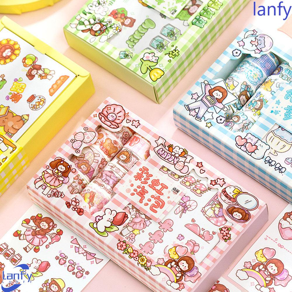 Lanfy Scrapbooking Sticker Set Kawaii 20pcs Packing Dekorasi Bunga Minum Makanan DIY Diary Foto Album Alat Tulis Stiker Hias