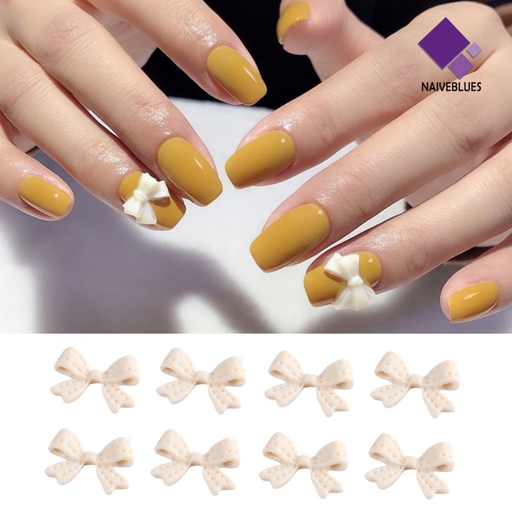 [naiveblues] 20pcs/set Dekorasi Ikatan Simpul Kuku Frosted Efek 3D Resin Art Dekorasi Ornamen Warna-Warni Untuk