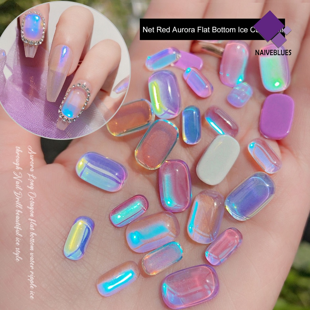 [naiveblues] 10pcs Perhiasan Nail Art Mengkilap Efek Visual Reguler Tahan Luntur Berkilau Perhiasan Kuku 3D