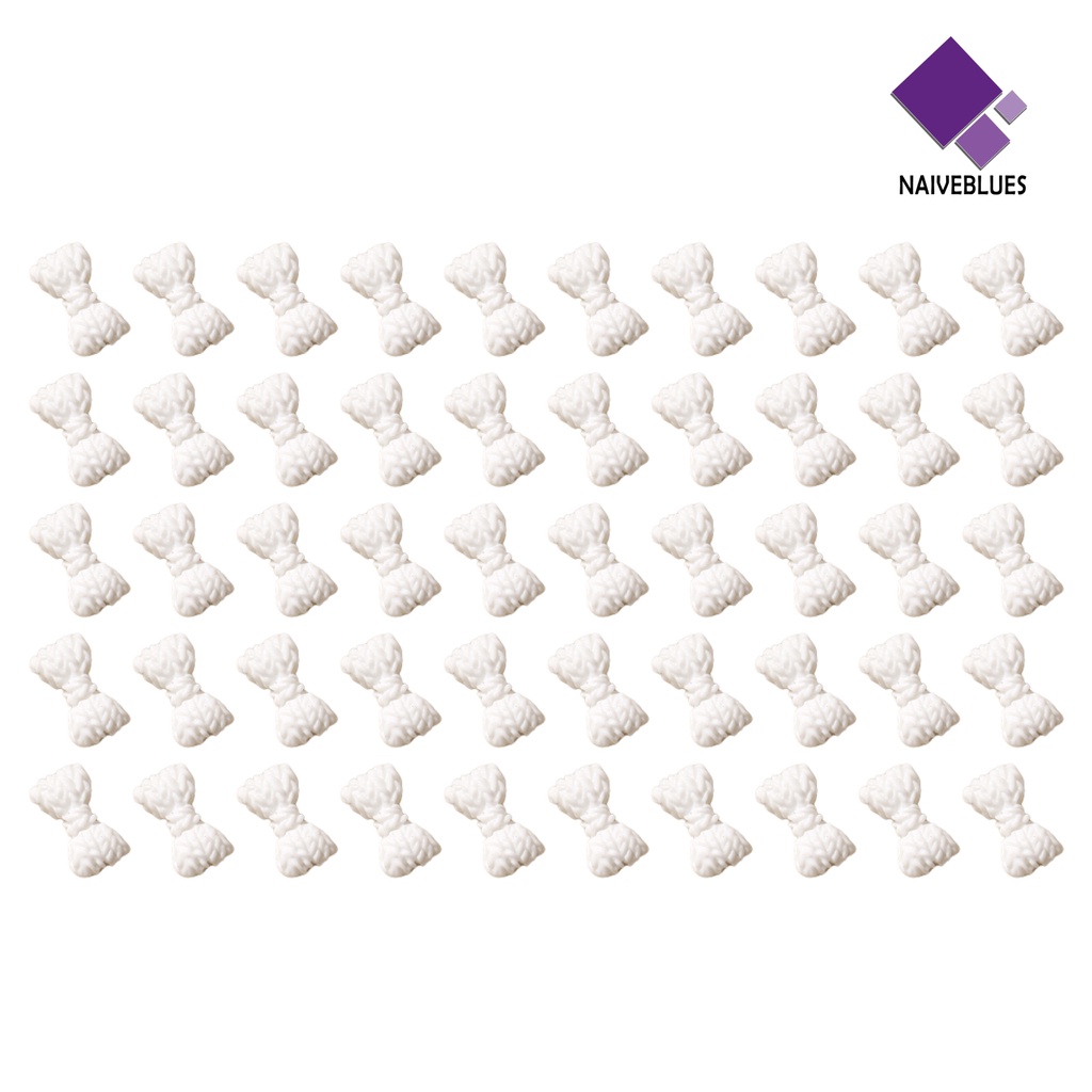 [naiveblues] 50pcs Bow-knot Nail Decors Bentuk Kreatif Warna Vibrant Mempesona Efek Visual Aplikasi Dekoratif