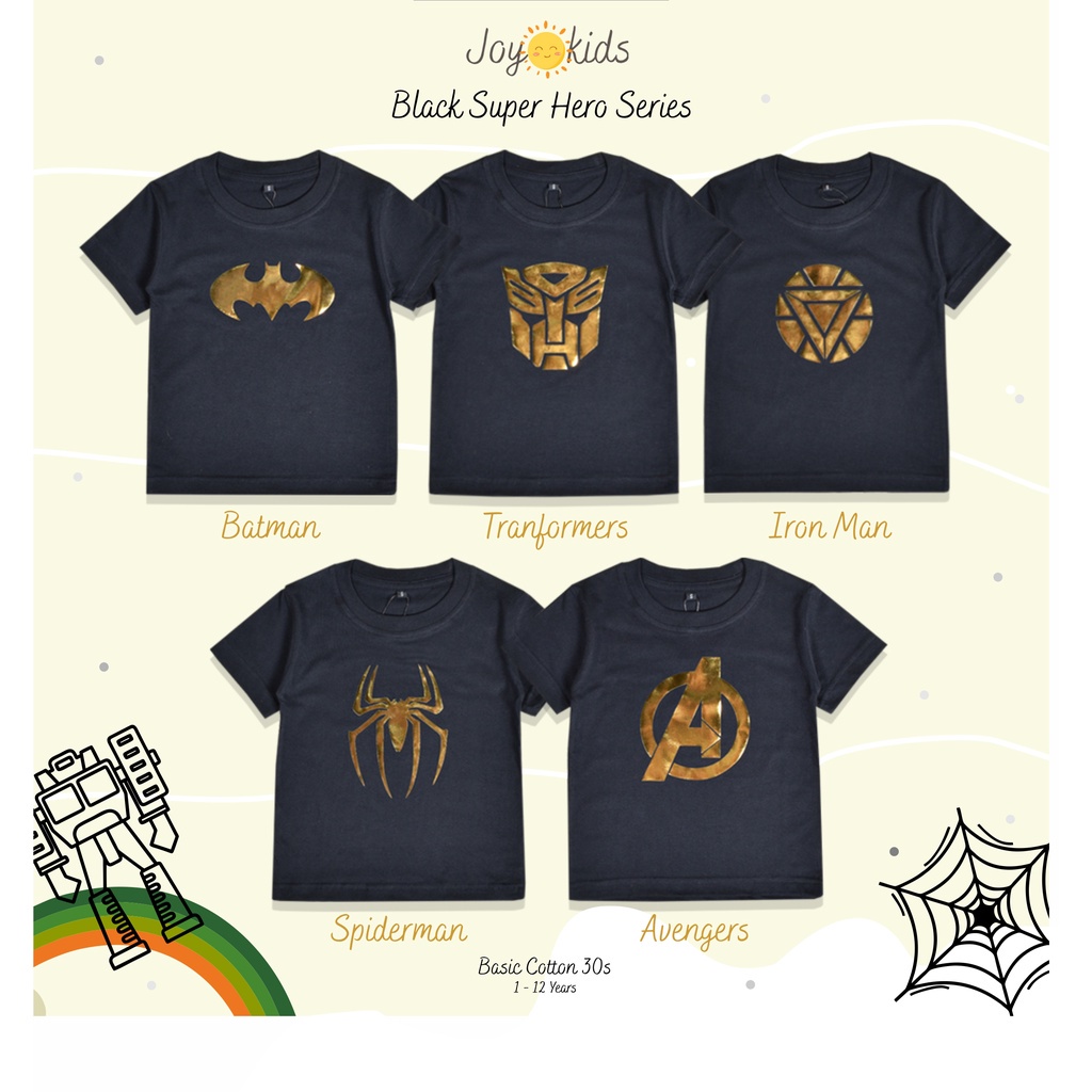 Joykidss kaos anak laki laki perempuan 1 -12 tahun motif hero series Premium