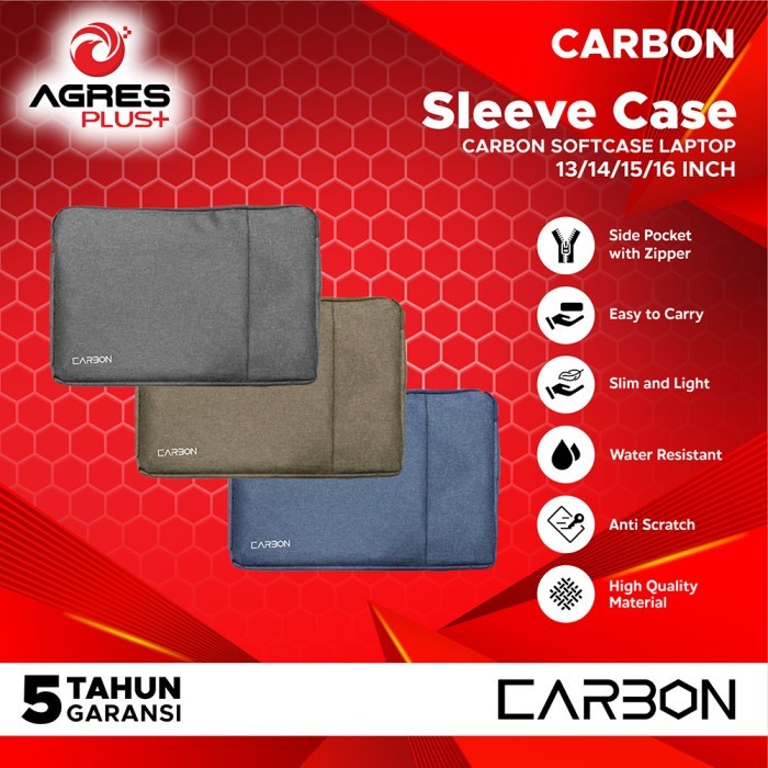 CARBON Sleeve Case Tas Laptop Softcase Waterproof Macbook Lenovo Asus AGP
