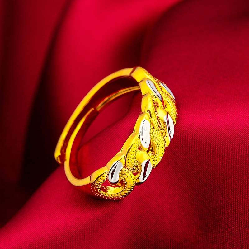 Goldkingdom Aksesoris Perhiasan Fashion Ready Stock spot Cincin Lapis Emas sterling silver double twist Untuk Pria Dan Wanita.