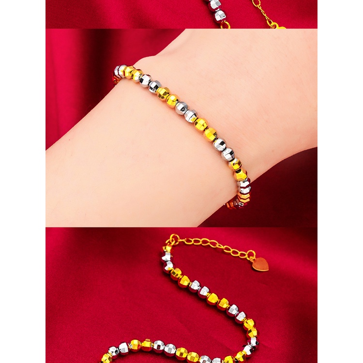 Goldkingdom Fashion Perhiasan Aksesoris Ready Stock Wanita Manik Emas Kecil Gelang Bracelet Gelang Lapis Emas Perak Dua Warna