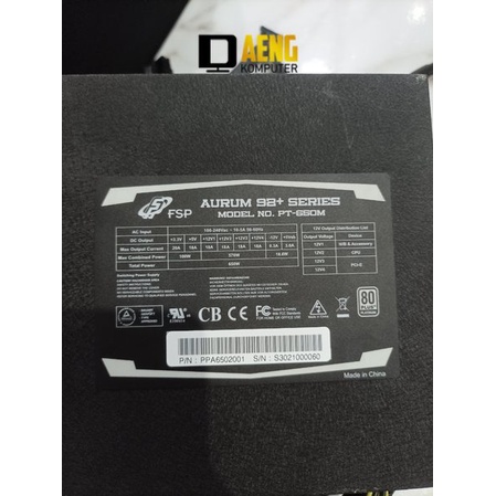 Power Supply Psu Power Suplay PC FSP AURUM 92+ SERIES 650 watt 80 Plus Platinum Mantap