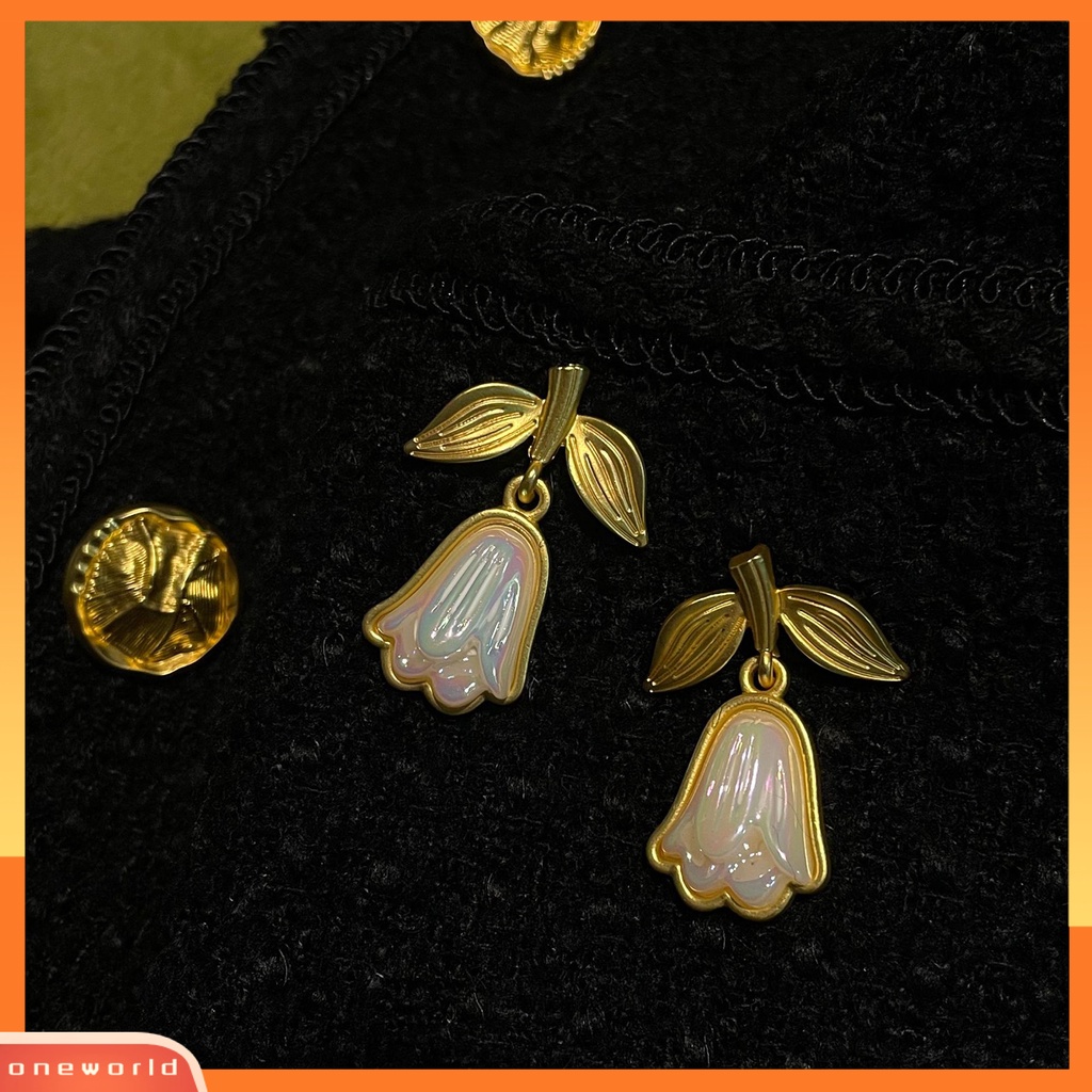 [EONE] 1pasang Drop Earrings Golden Leaves Elegan Medieval Peri Bunga Wanita Stud Earrings Fashion Jewelry