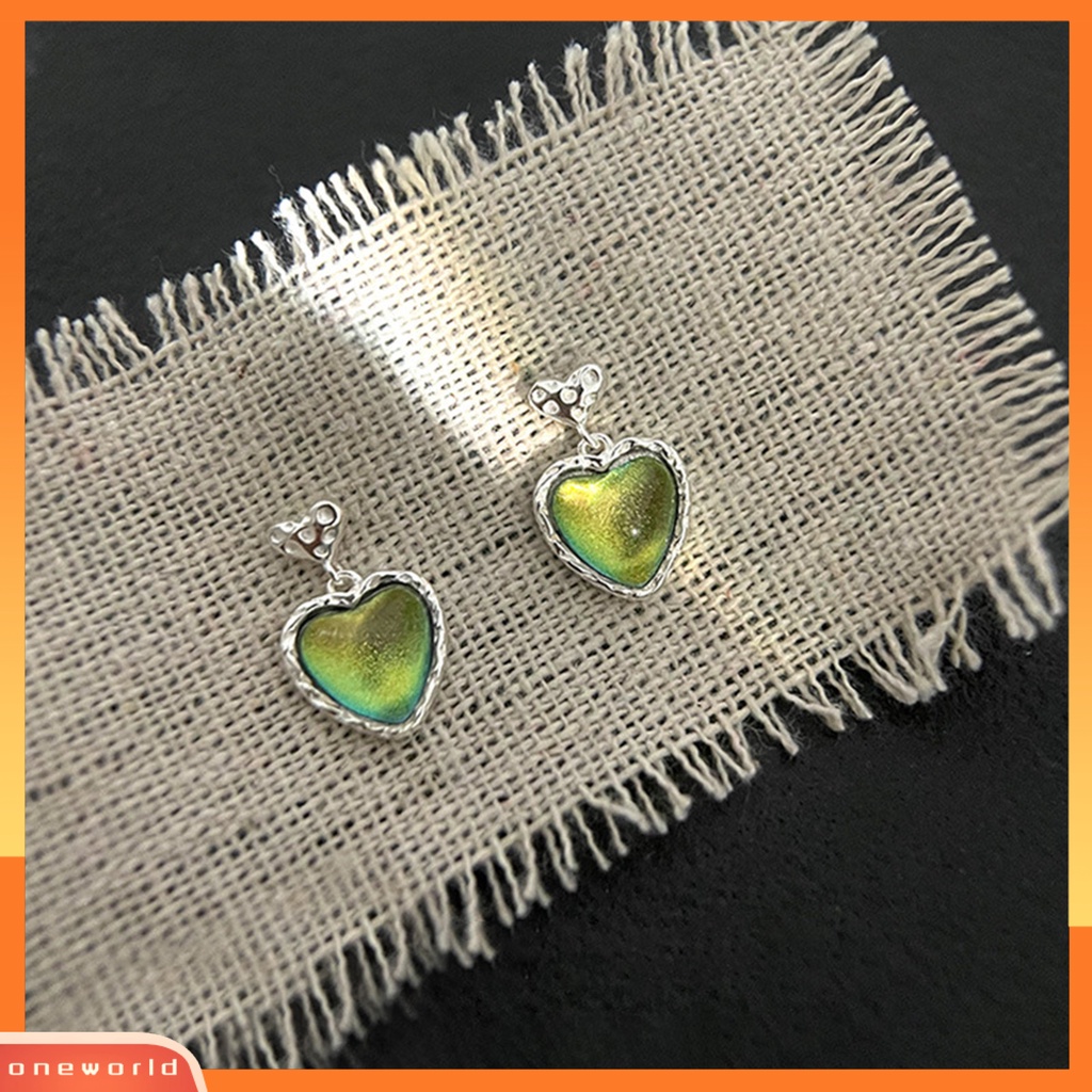 [EONE] 1pasang Anting Wanita Shiny Eye-catching Geometris Pengerjaan Halus Menawan Dekorasi Hypoallergenic Bentuk Hati Liontin Anting Perhiasan Aksesori