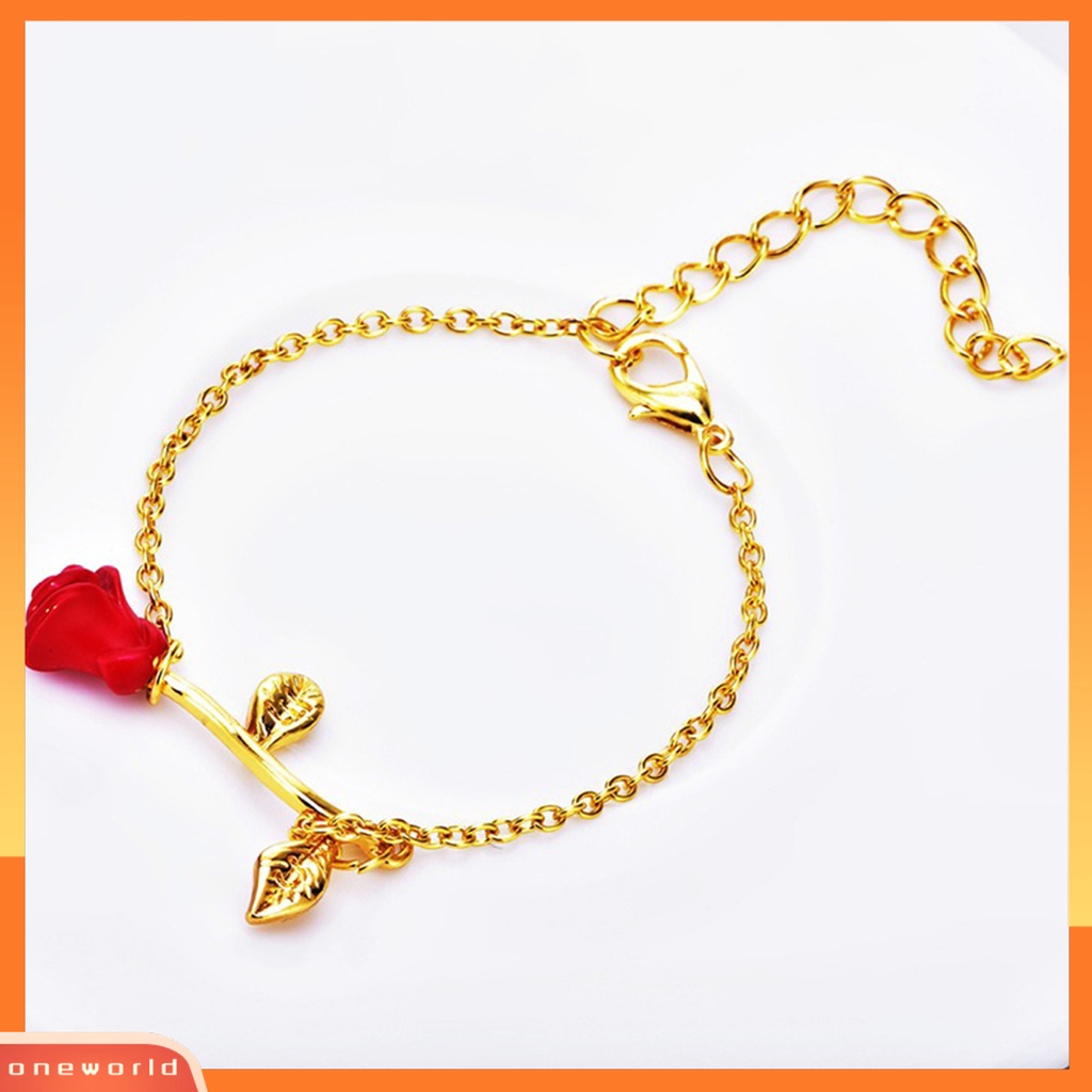 [EONE] Wanita Gelang Rose Adjustable Rantai Perhiasan Electroplating Tahan Lama Bracelet Untuk Pesta