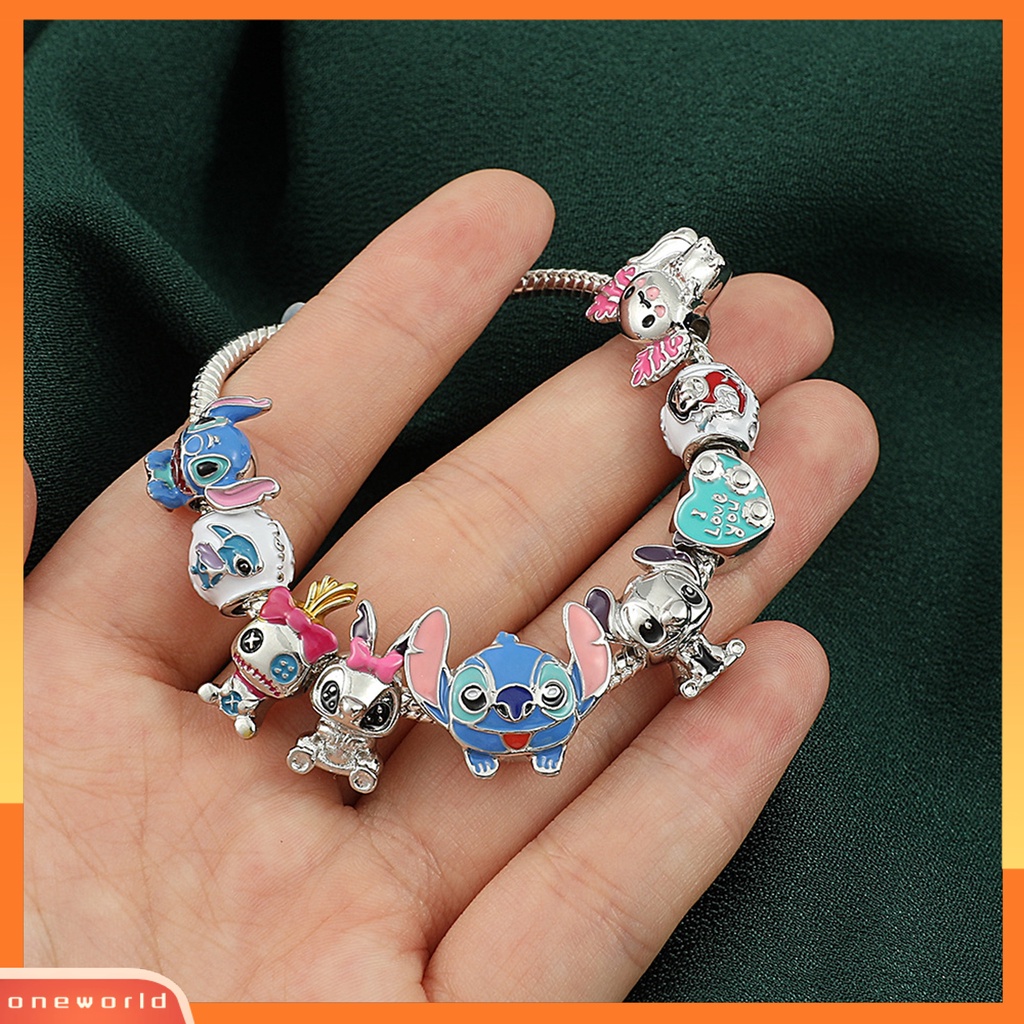 [EONE] Gelang Pasangan Kartun Anime Jahitan Liontin Beruntung Warna Cerah Berlapis Perak Hias Hadiah Ulang Tahun Pria Wanita Gelang Rantai Perhiasan Logam Aksesori Busana