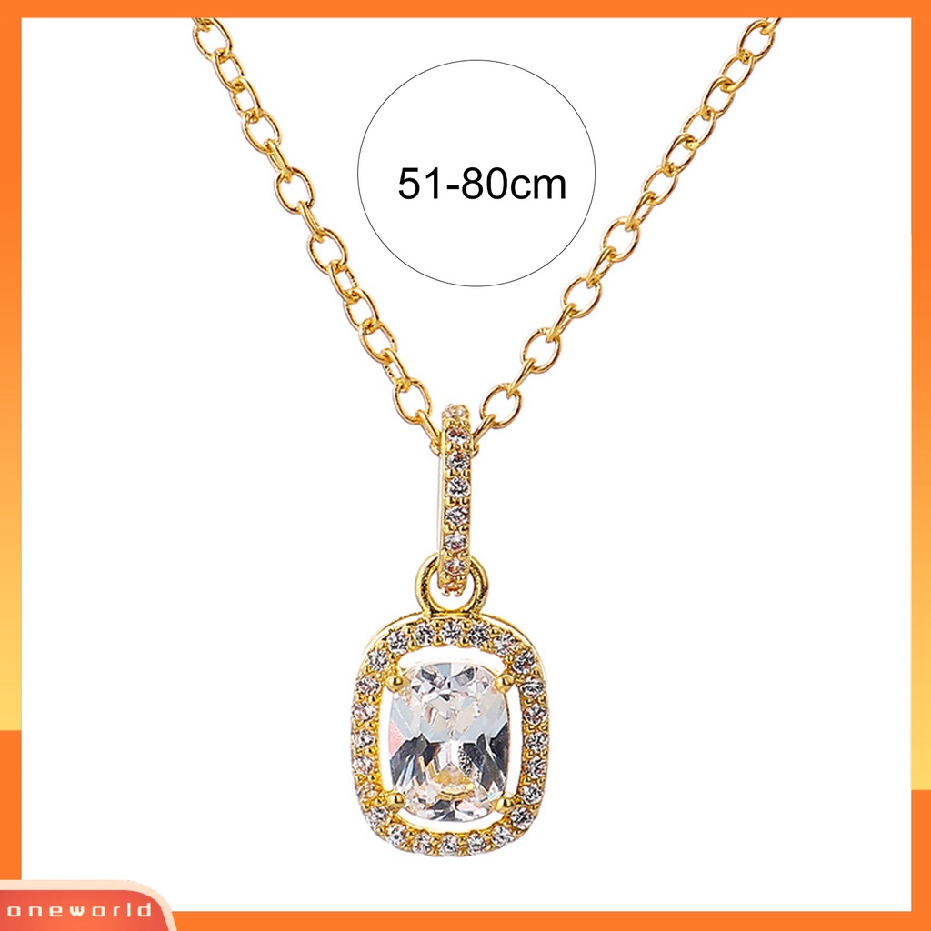 [EONE] Wanita Choker Cubic Zirconia Inlay Shiny Gloss Indah Temperamen Fashion Leher Dekorasi Golden/Sliver Geometris Liontin Kalung Aksesoris Pakaian Hadiah Ulang Tahun