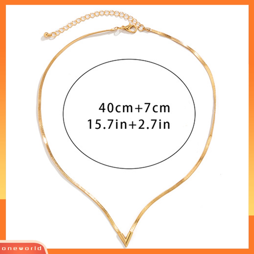 [EONE] Adjustable Dipanjangkan Rantai Oblate Pria Kalung Berbentuk V Pesona Choker Kalung Perhiasan Aksesoris