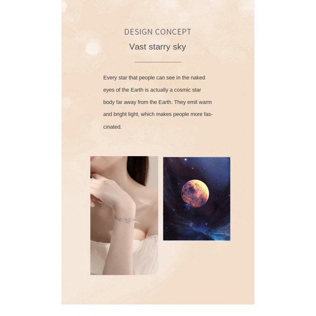 Versi Korea Sterling Silver Gelang Bintang Berujung Lima Platinum Kecil Segar Double-layer Gelang Manik Perak ins Desain All-match Perhiasan Tangan Unik