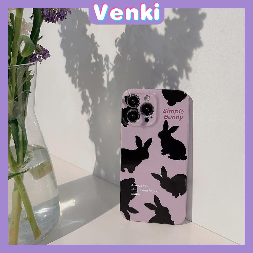 VENKI - For iPhone 11 iPhone Case Purple Glossy TPU Soft Shell Shockproof Camera Case Protective Black Color Rabbit Compatible with iPhone 14 13 Pro max 12 Pro Max xr xs max 7 8