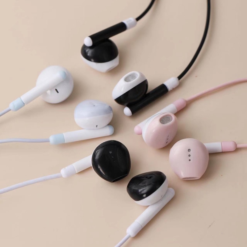 [ XY 80 ] Set Headset Earphone motif l Lucky Happy/ + Wadahpenyimpanan Earphone