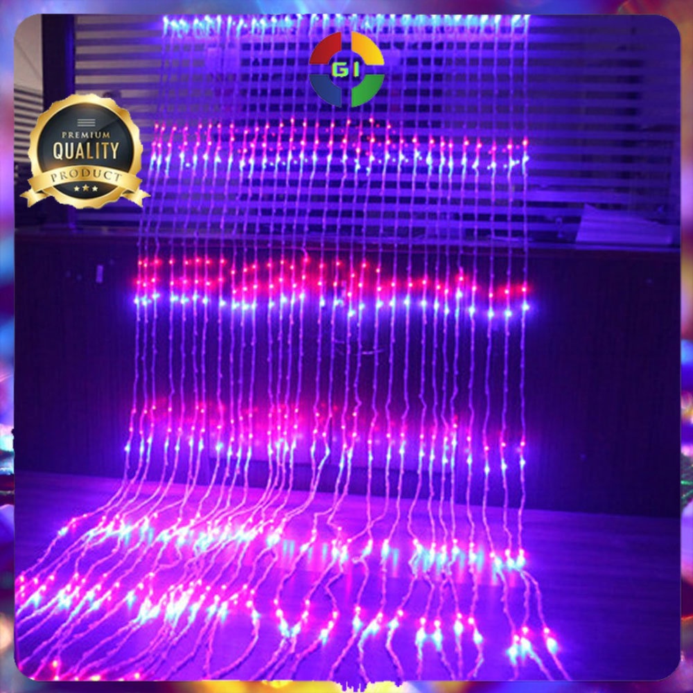 Lampu Hias Gorden String Lights Wall Decoration 3x3Meter 320 LED Warm White