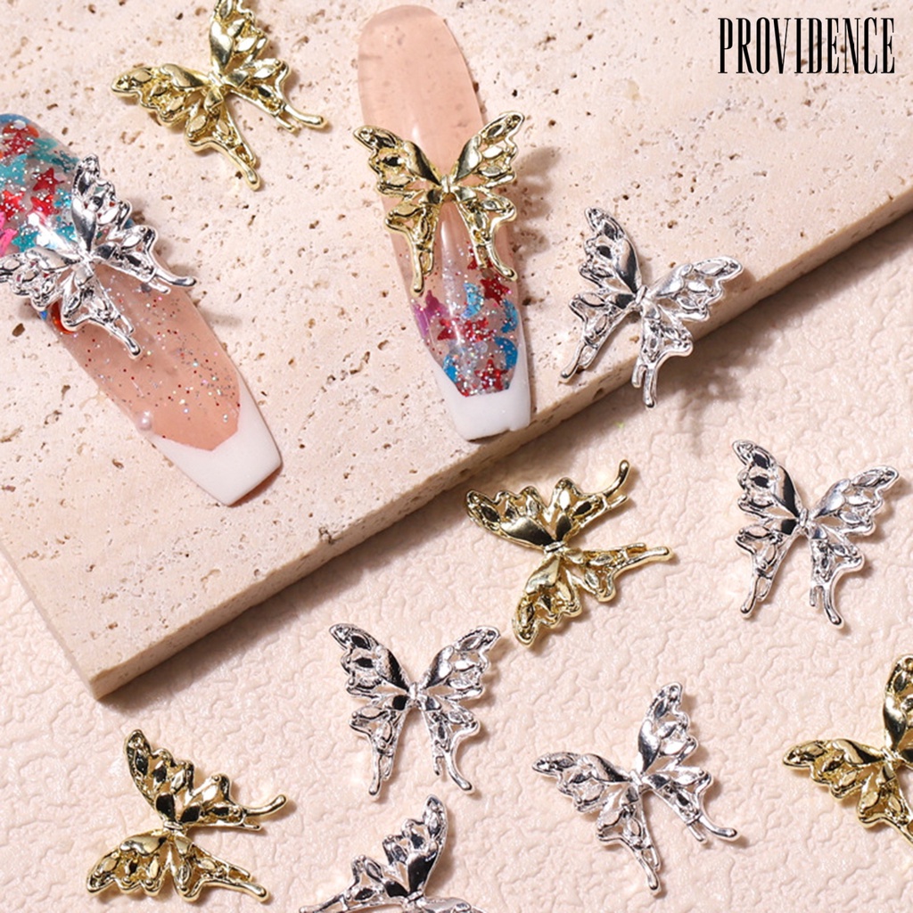 Providence 5Pcs Nail Art Charm 3D Elegan Mewah Manis Padat DIY Alloy Kupu-Kupu Kecil Bentuk Ikatan Simpul Dekorasi Kuku Aksesoris Kuku